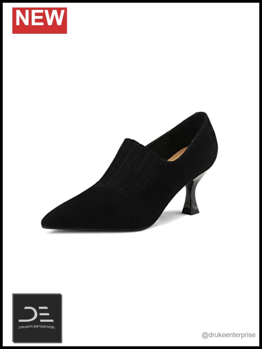 Handmade Pointed Toe Suede Mid Heel Stiletto Pumps Women's Casual Shoes